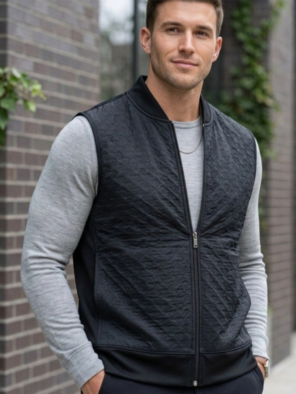 Perry Ellis Men's Size 2XL Performance Vest Full Zip Up Climate Elements